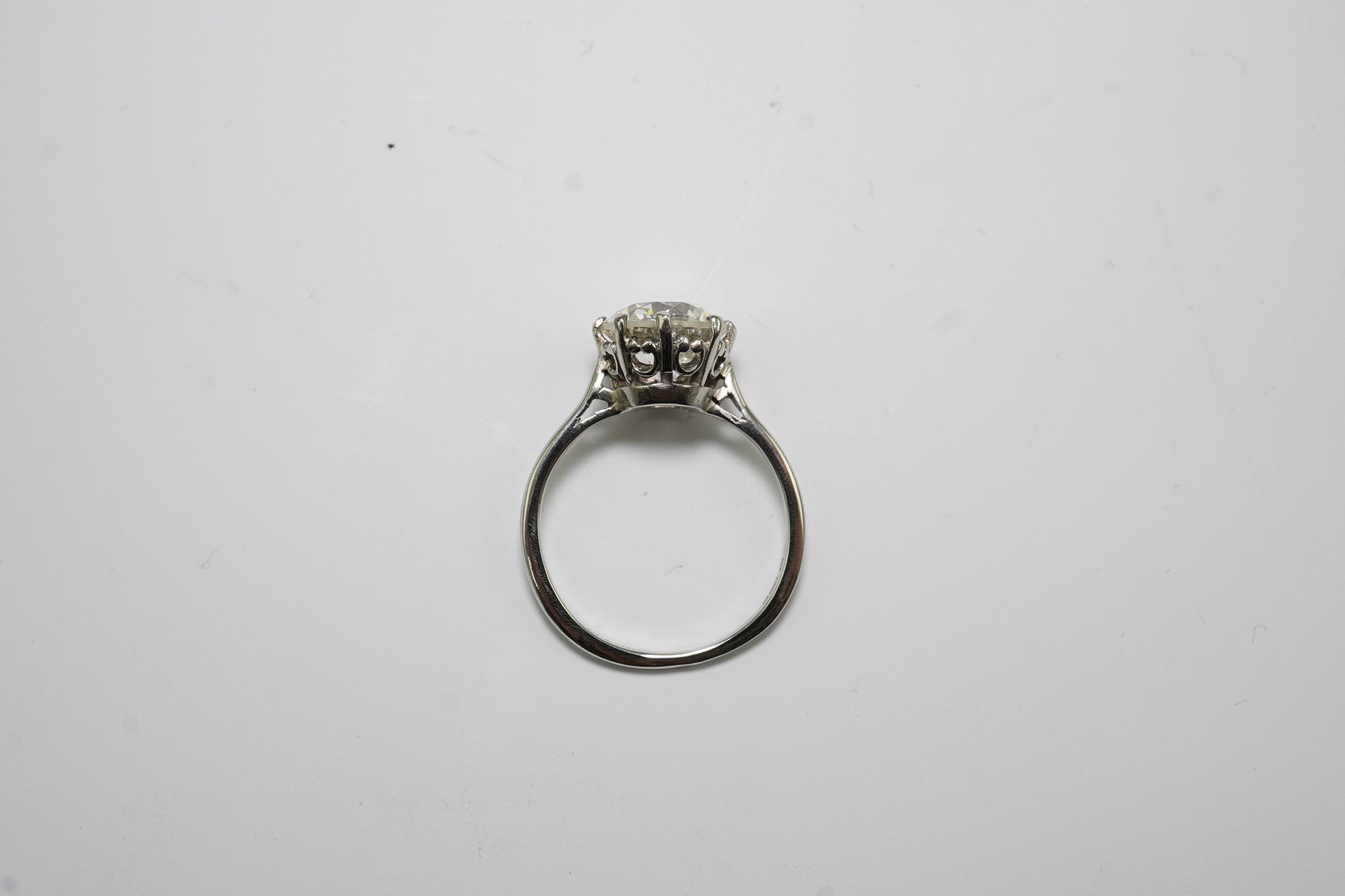 A platinum and solitaire diamond set ring